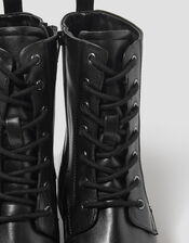 Liv Leather Lace Up Boots, Black (BLACK), large