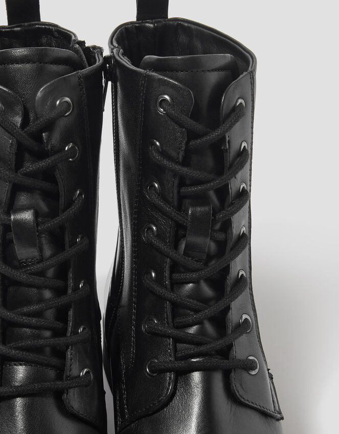 Liv Leather Lace Up Boots, Black (BLACK), large