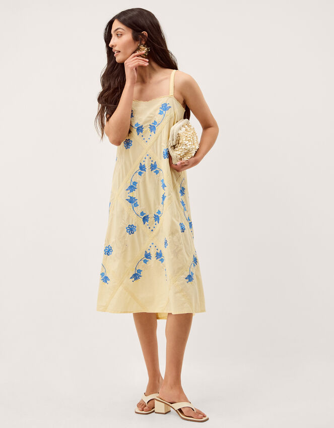 Sophie Embroidered Midi Cami Dress, Yellow (YELLOW), large