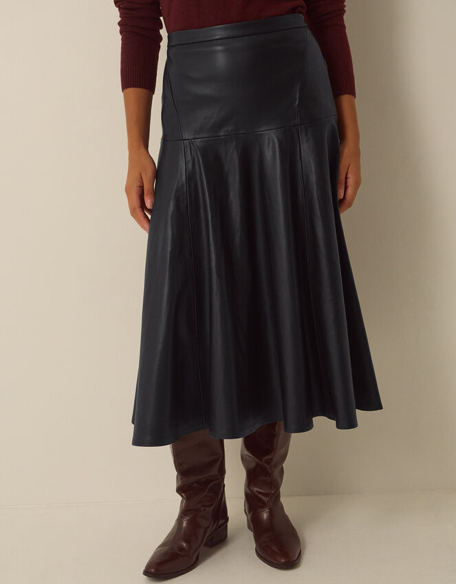 Dianne Faux Leather Midi Skirt, Black (BLACK), large