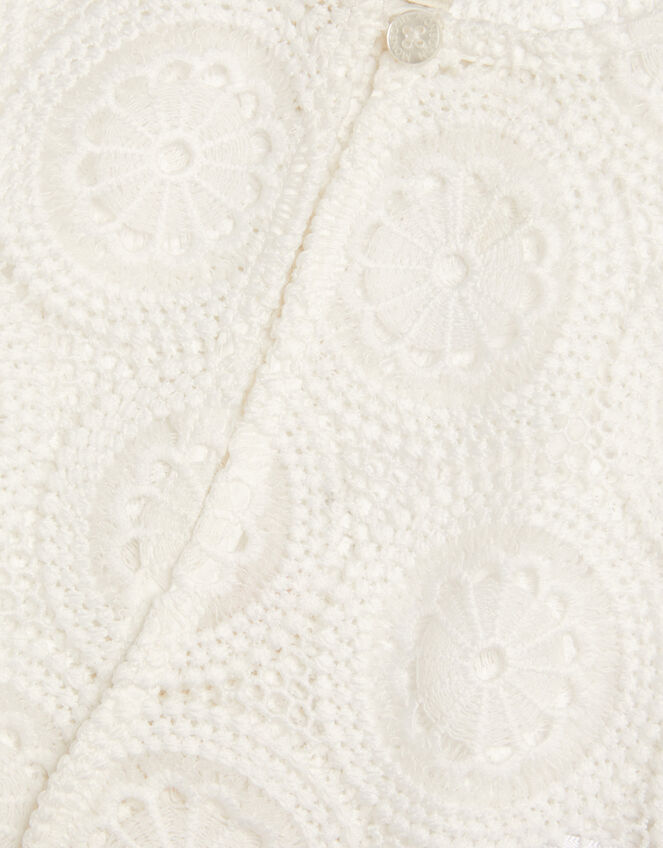 Cropped Crochet Cardigan, Ivory (IVORY), large