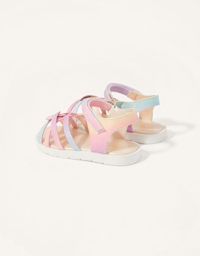 Pastel Rainbow Shimmer Sandals, Multi (MULTI), large