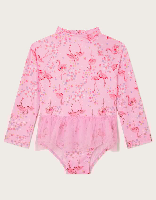 Baby Long Sleeve Flamingo UPF50 Swimsuit, Pink (PINK), large