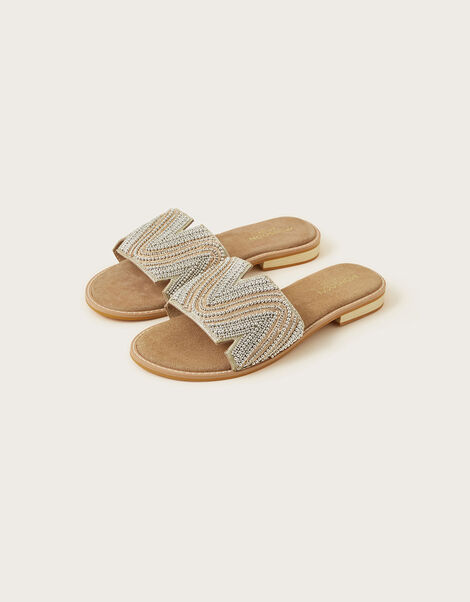 Leather Beaded Sliders, Multi (MULTI), large