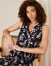 Lydia Printed Jersey Wrap Dress, Blue (NAVY), large