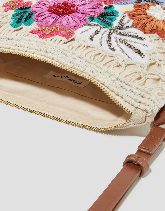 Zoe Embroidered Crochet Cross Body Bag, , large