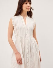 Lacy Sleeveless Handkerchief Midi Dress, Ivory (IVORY), large