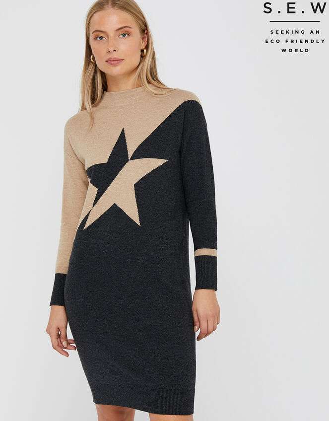 Bia Star Knit Dress with Organic Cotton, Camel (CAMEL), large