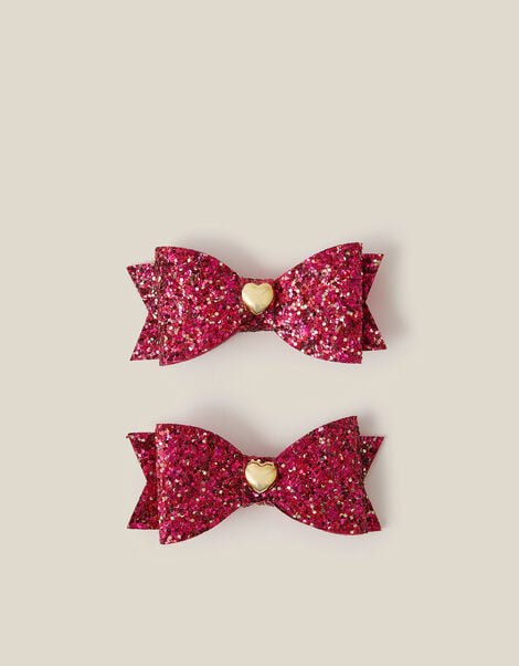 2-Pack Glitter Bow Hair Clips, , large