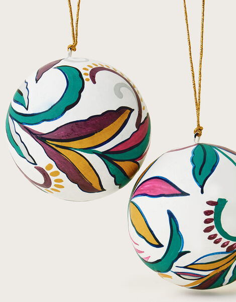 Hand Painted Baubles Set of Two Multi, Multi (MULTI), large