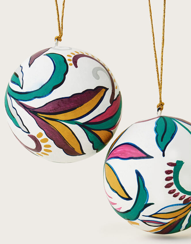 Hand Painted Baubles Set of Two, Multi (MULTI), large