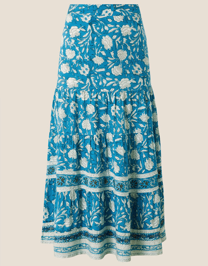 ARTISAN STUDIO Woodblock Print Skirt, Blue (BLUE), large