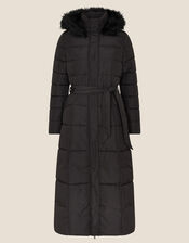 Morgan Hooded Padded Maxi Coat, Black (BLACK), large
