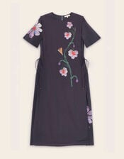 East Filipa Watercolour Floral Midi Dress, Blue (NAVY), large