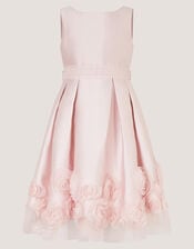 Appliqu&eacute; Rose Party Dress, Pink (DUSKY PINK), large