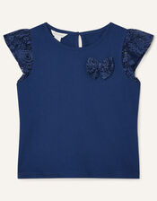 Lace Top and Skirt Set, Blue (NAVY), large