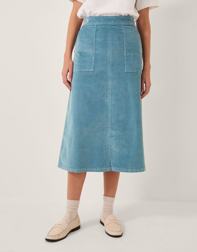 Malika Corduroy Midi Skirt, Blue (PALE BLUE), large