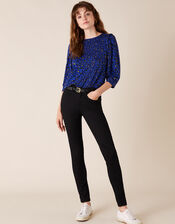 Animal Print Jersey Top, Blue (COBALT), large