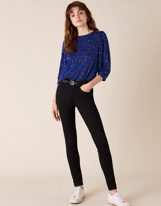 Animal Print Jersey Top, Blue (COBALT), large