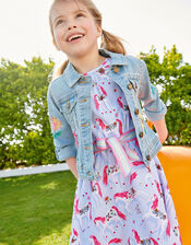 Floral Unicorn Hanky Hem Dress, Purple (LILAC), large