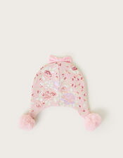 Baby Floral Print Bobble Hat, Pink (PINK), large