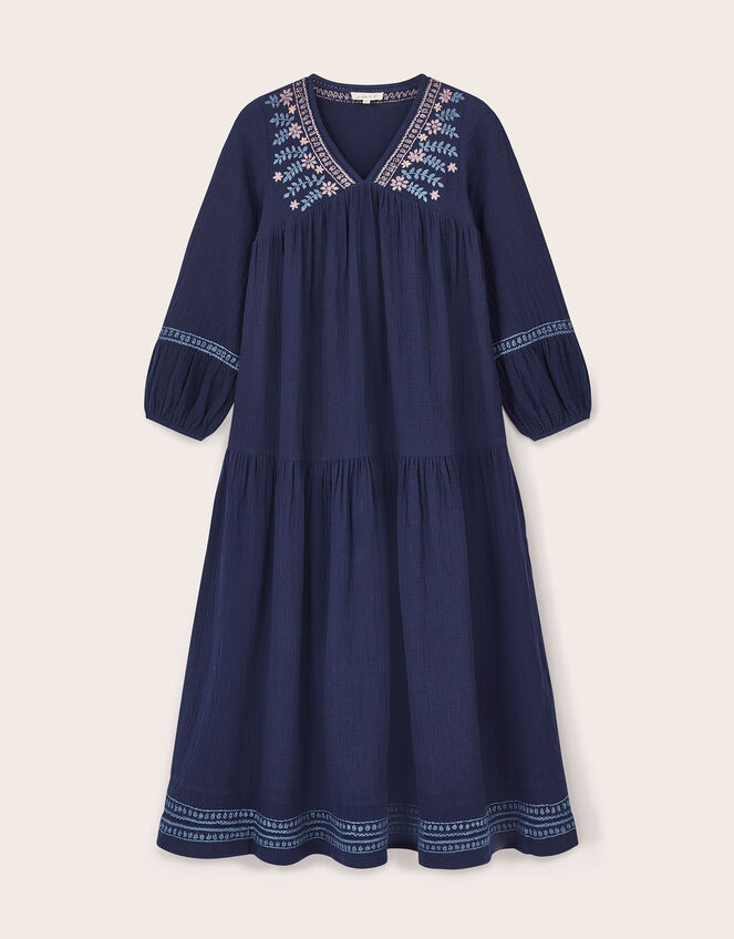 East Carita Hand-Embroidered Maxi Dress, Blue (NAVY), large
