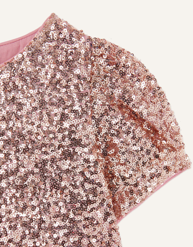 Sequin Puff Sleeve Top, Gold (ROSE GOLD), large