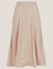 Harper Linen A-Line Midi Skirt, Natural (NATURAL), large