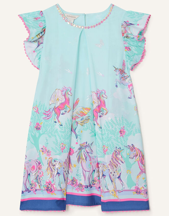 Unicorn Sparkle Swing Dress , Blue (AQUA), large
