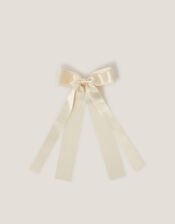 Ribbon Long Bow Hair Clip, Ivory (IVORY), large