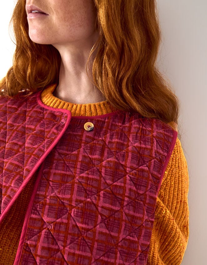 East Karina Quilted Corduroy Gilet, Orange (RUST), large