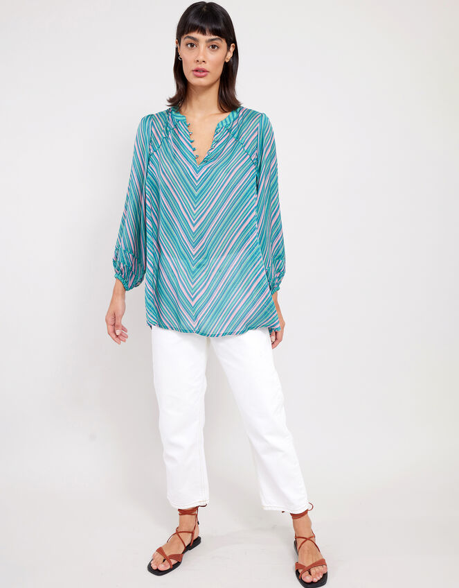East Avery Sheer Stripe Blouse, Multi (MULTI), large