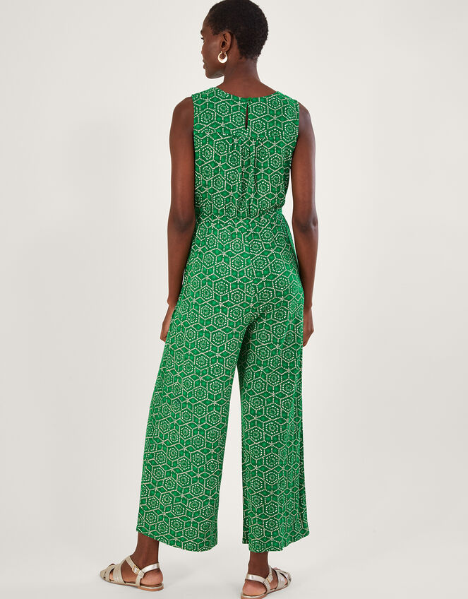 Geometric Print Jersey Jumpsuit in LENZING™ ECOVERO™, Green (GREEN), large
