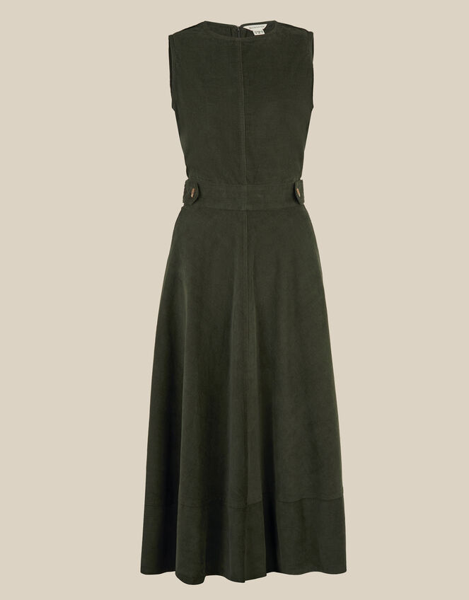 Ella Sleeveless Corduroy Midi Dress, Green (KHAKI), large