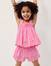 Floral Embroidered Cami Top & Shorts Set, Pink (PINK), large