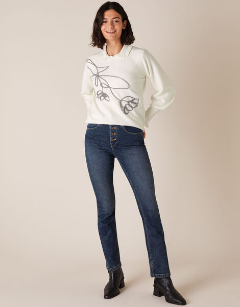 Flower Cornelli Knit Jumper Ivory, Ivory (IVORY), large