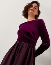 Vita Velvet Midi Dress, Purple (AUBERGINE), large