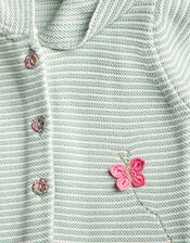 Baby Stripe Crochet Knit Cardigan, Green (MINT), large