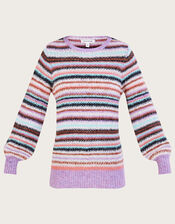 Stripe Sweater with Recycled Polyester, Purple (LILAC), large