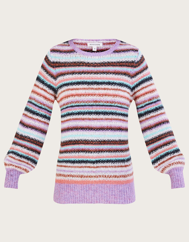 Stripe Sweater with Recycled Polyester, Purple (LILAC), large