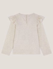 Sequin Heart Butterfly Long Sleeve Top, Ivory (IVORY), large