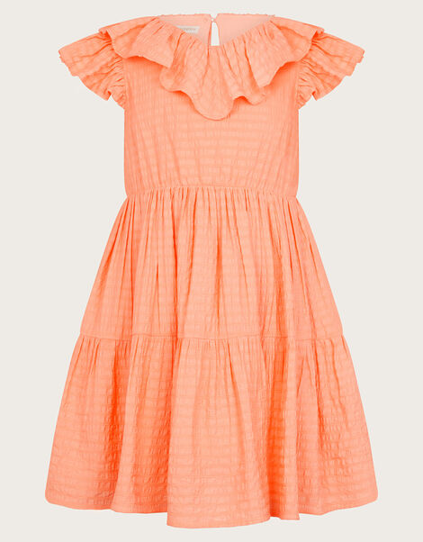 Woven Ruffle Dresss, Orange (ORANGE), large