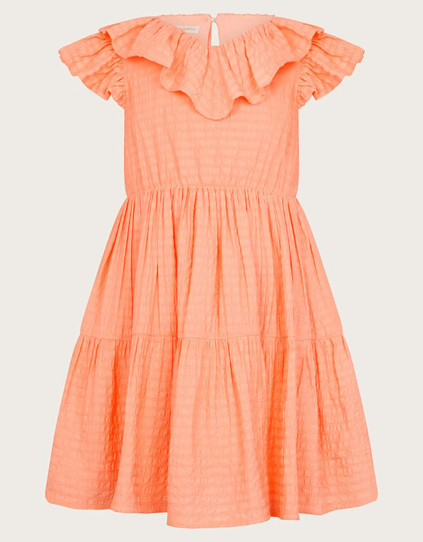 Woven Ruffle Dress, Orange (ORANGE), large