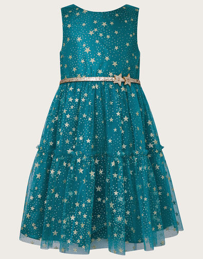Tania Star Print Dress Teal, Teal (TEAL), large