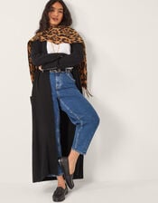 Sade Zip Longline Cardigan, Black (BLACK), large