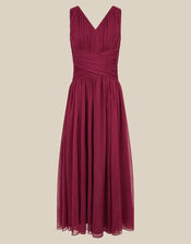 Nadine Crossover Chiffon Maxi Dress, Red (BURGUNDY), large