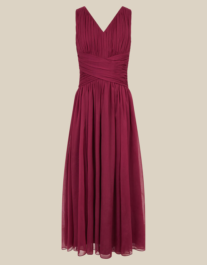 Nadine Crossover Chiffon Maxi Dress, Red (BURGUNDY), large