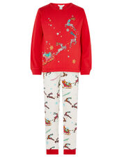 XMAS Sleigh Jersey Pyjama Set, Red (RED), large