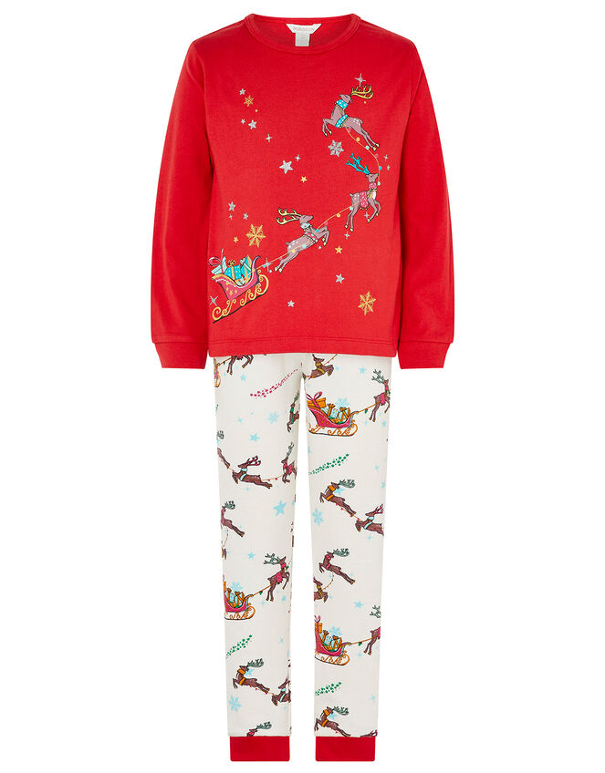XMAS Sleigh Jersey Pyjama Set, Red (RED), large