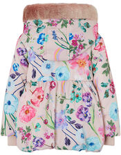 Baby Pixie Floral Padded Coat with Faux Fur Hood, Pink (PINK), large